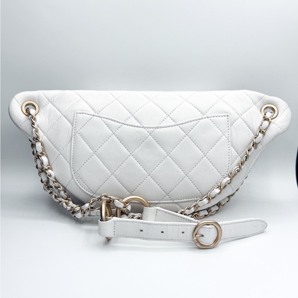 Chanel White Quilted Crossbody with Gold Chains - Picture 3 of 6